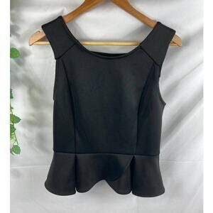 BCBGENERATION Peplum V Open Back Top Black M